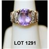 Image 1 : Ladies 14kt yellow gold ring set with 5ct  oval amethyst and .1ct in diamonds.: Est:  $1,000 - $1,20