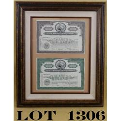 2 framed stock certificates from Colt. Est:  $100 - $300