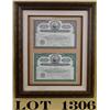 Image 1 : 2 framed stock certificates from Colt. Est:  $100 - $300