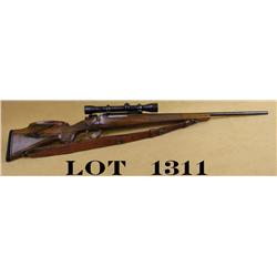 Custom bolt-action sporting rifle on 98  Mauser action, .30 caliber bore. Unmarked as  to caliber an