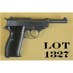 P-38 DA semi-auto pistol, 9mm cal., 5”  barrel, mat black finish, nazi proofed,  grooved maroon plas