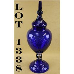 Cobalt blue and hand cut lead crystal  original antique back bar dispenser for soft  drinks circa la