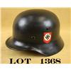 Image 2 : German Model 42 helmet with leather liner in  overall good condition with later applied  emblems.   