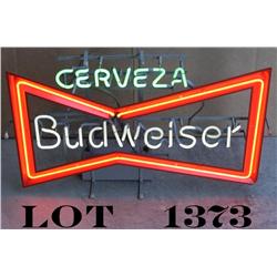 Budweiser “Cerveza” Neon Beer sign, approx.  19” x 30” in overall good condition at time  of descrip