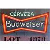 Image 1 : Budweiser “Cerveza” Neon Beer sign, approx.  19” x 30” in overall good condition at time  of descrip