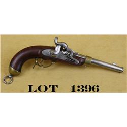 Reproduction of a Potsdam percussion single  shot military pistol, .60 caliber, 9” iron  cannon barr