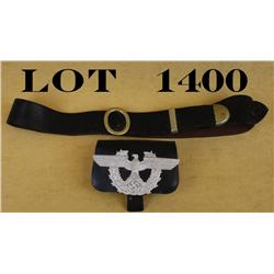 Nazi era leather pouch dated 1937 by A.  Fischer showing fancy aluminum plaque with  nazi symbols an