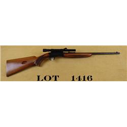 Belgian-made Browning semi-auto rifle, .22LR  cal., 19” barrel, blue finish, checkered wood  stocks,