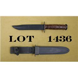 Minty condition USN MK 2 knife and scabbard  with woven hanger and securing strap; one of  the nices