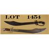Image 1 : Pair of Mexican curved blade cutlasses, both  approx. 28” overall with etched blades; the  first sho