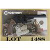 Image 1 : Crosman Model 38T/.177 DA pellet revolver,  .177 cal., 6” barrel, mat black finish,  checkered brown