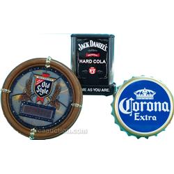 Lot Of 3 Plastic Beer Light-Up Display Signs: