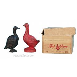 Lot Of 2 Cast-Iron Red Goose Shoes Still Banks