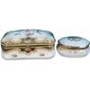 Image 1 : Lot Of 2 Ceramic Victorian Style Handkerchief Boxes