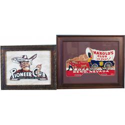 Lot Of 2 Die-Cut Tin License Plate Toppers In Frames