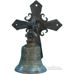 Heavy Metal Wall Mount Embossed Bell c1800's