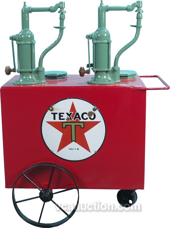 Early Texaco Gas Station Moveable Oil Pump Cart
