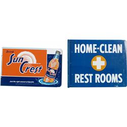 Lot Of 2 Double Sided Flange Tin Signs: