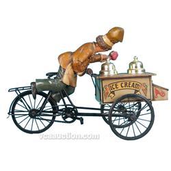 Wood Carved Ice Cream Man On Wood & Metal