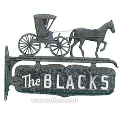 Early Metal Doctors Buggy & Horse Trade Sign/Address