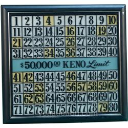 Glass Framed Keno Game Number Board