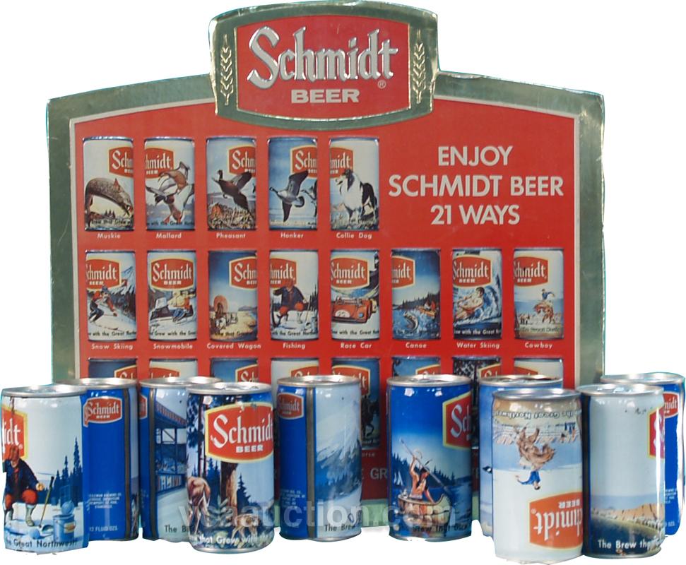 Large Lot Of Schmidt Beer Cans & "Enjoy Schmidt Beer 21