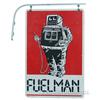 Image 2 : "FUEL MAN" Double Sided Gas Station Metal Sign