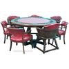 Image 1 : Large Round Oak Poker Table w/ 8 Chairs