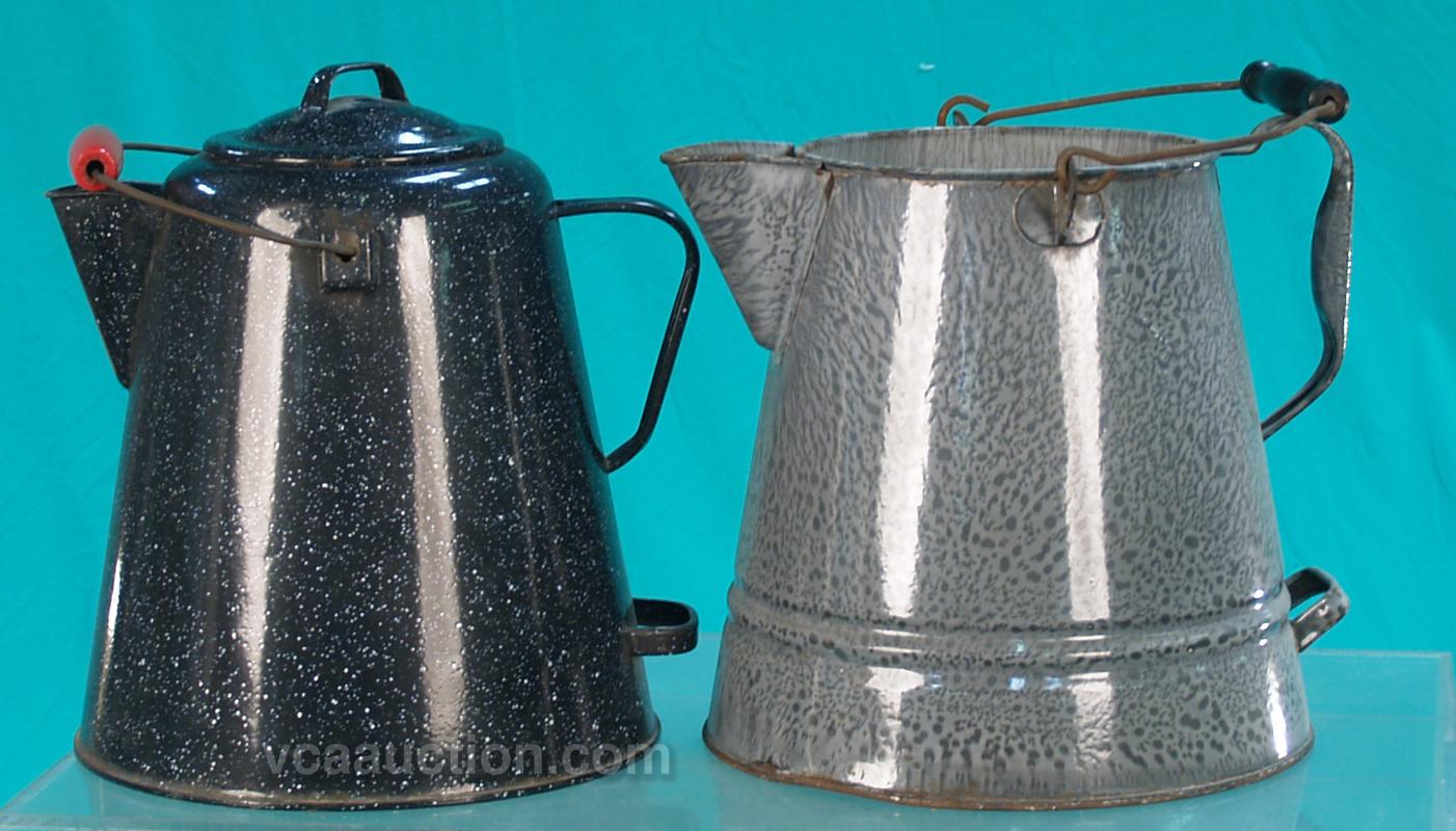 Lot Of 2 Early Pot Metal OpenFire Water/Coffee Pot