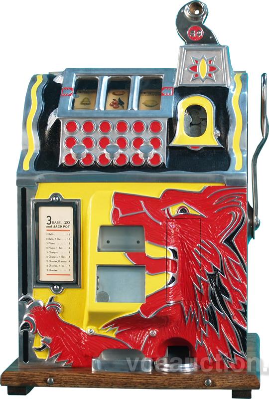 5 Cent Mills Lion Head Gooseneck Bell Slot Machine