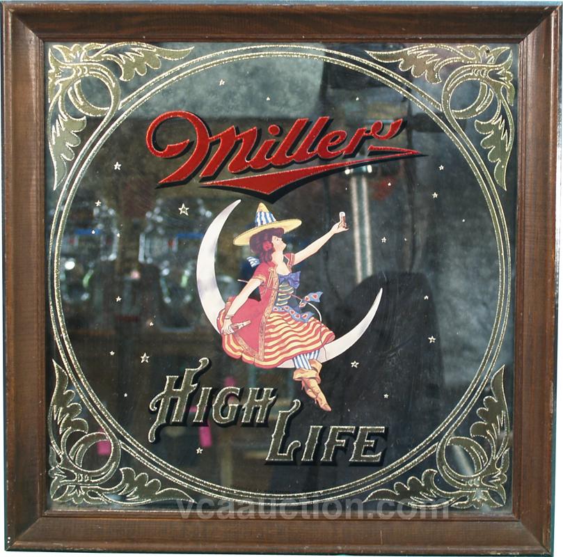 Miller High Life Reverse Glass Mirror Sign
