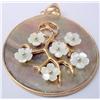 Image 1 : Vermeil Pendant w Shell Background,Delicate Flower