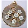 Image 2 : Vermeil Pendant w Shell Background,Delicate Flower