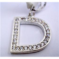 Sterling Silver Initial "D" inset CZs 8.8g