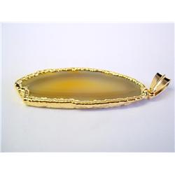 18K Gold Plated Agate Pendant-total wt 16.1 grams