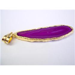 18K Gold Plated Pink/Purple Agate Pendant 17.5g