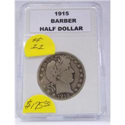 Key Date 1915 Philadelphia mint Barber Half Dollar