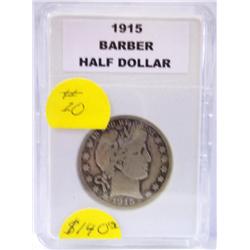 Key Date 1915 Philadelphia Mint Barber Half Dollar