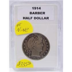 Key Date 1914 Philadelphia mint Barber Half Dollar