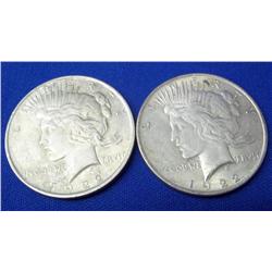 Lot-TWO 1922 Liberty "Peace" Silver Dollars