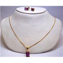 Amethyst and Diamond Pendant & Earring Set Vermeil
