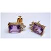 Image 2 : Amethyst and Diamond Pendant & Earring Set Vermeil