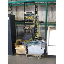 PHONE SYSTEM W/RACK, PHONES, POWER, CONTROLLER;
