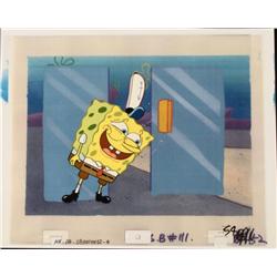 Background Spongebob Covering Up Original Cel Animation