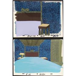 2 SpongeBob Orig Squid Bed Animation Backgrounds + Cel