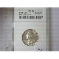 1956 DOUBLE DIE REVERSE WASHINGTON QUARTER