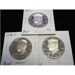 1973-S, 76-S AND 2000-S KENNEDY HALF DOLLARS (PF)