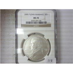 2005-P MARSHALL US SILVER DOLLAR NGC MS70