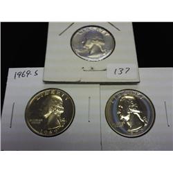 1968-S, 69-S & 70-S WASHINGTON QUARTERS PROOF