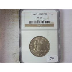 1986-D LIBERTY HALF DOLLAR NGC MS69